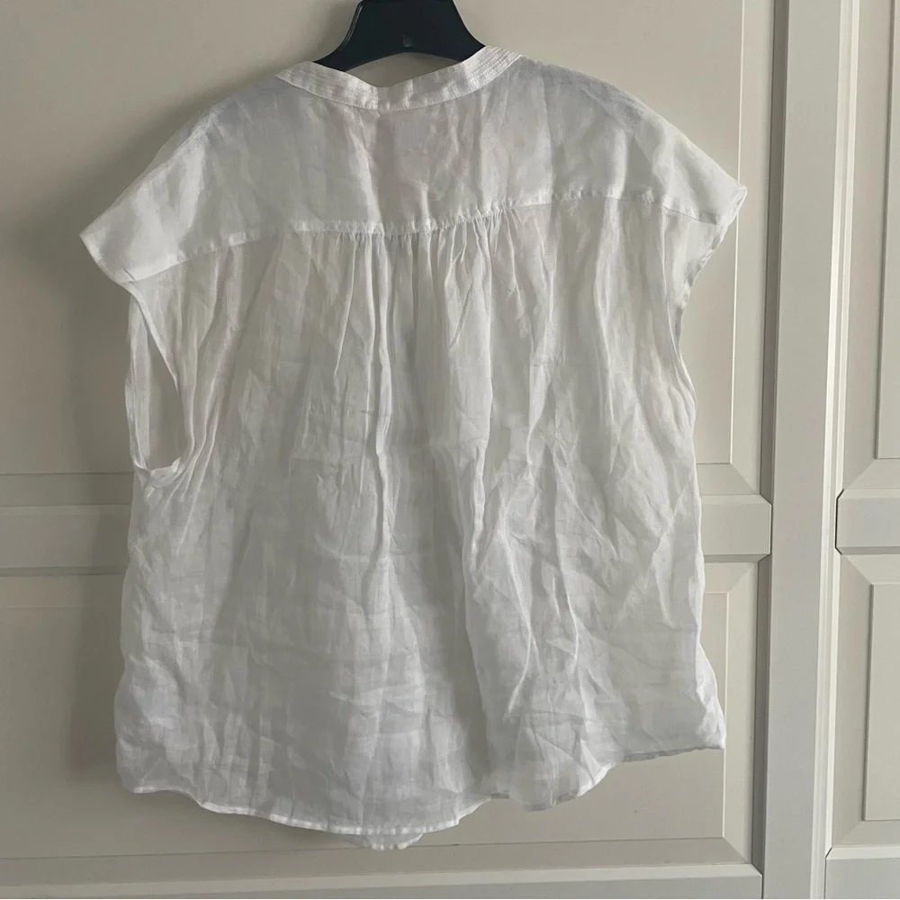 Banana Republic White Oversized Ramie Shirt Blouse 20415_3
